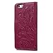 For iPhone 6 Case, iPhone 6S Wallet Case, Premium Soft PU Leather Notebook Cover Embossed Totem Flower Design Case Kickstand Function Card Holder and ID Slot Slim Flip Protective Skin Shell, Rose