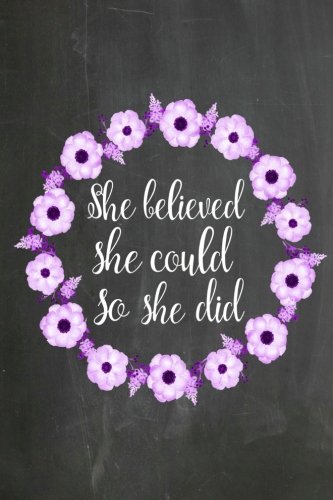 Chalkboard Journal - She Believed She Could So She Did (Purple-White): 100 page 6