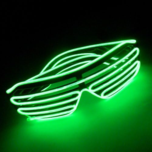 Dealgadgets EL Glasses El Wire Fashion Neon LED Light Up Shutter Shaped Glow Sun Glasses Rave Costume Party DJ Bright SunGlasses (Green)