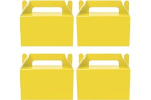 Oletx 12Pcs Yellow Gable Gift Boxes,5.9'' Small Party Favor Treat Box, Goodie Box, Cookie Candy Box for Birthday Party, Baby Shower, Classroom Activity and Any Fun Occasion Decoration Supplies.