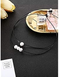 2 Pieces Pearl Choker Necklace Set Single Pearls Choker Necklace Leather Pearl Choker Cowrie Shell Necklace for Women Girls Gift