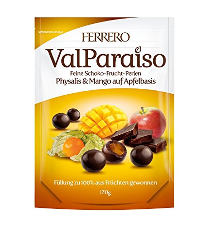 Ferrero Valparaiso Set (3 x 170 g) - Fine chocolate Fruit Pearls physalis Mango, Maqui & blueberry and Goji & Raspberry on apple base