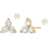 MYEARS Women Trio Earrings Gold Flower Stud Three-stone 14K Small Simple Hypoallergenic Everyday Jewelry