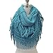 Spinningdaisy Women's Fringe Knitted Crochet Cutout Infinity Scarf Turquoise Color