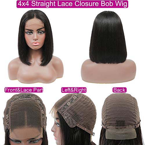Brazilian-Virgin-Hair-Straight-Short-Bob-Lace-Front-Wigs-Human-Hair-Pre-Plucked-with-Baby-Hair-12inch-150-Density-4x4-Short-Bob-Wigs-for-Black-Women