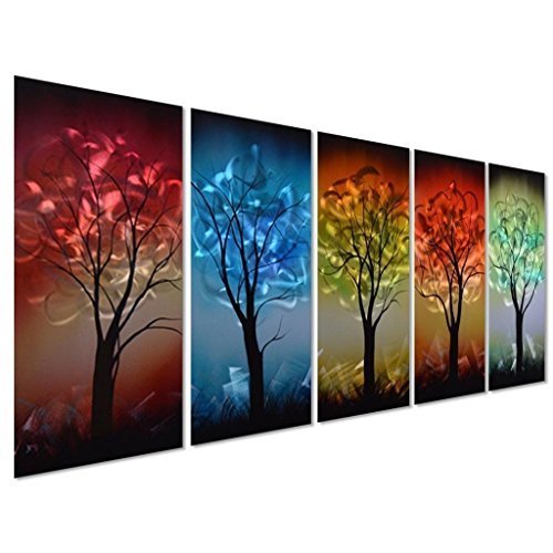 Pure Art MultiColored Tree Metal Wall Art From Dusk til Dawn 3D Wall