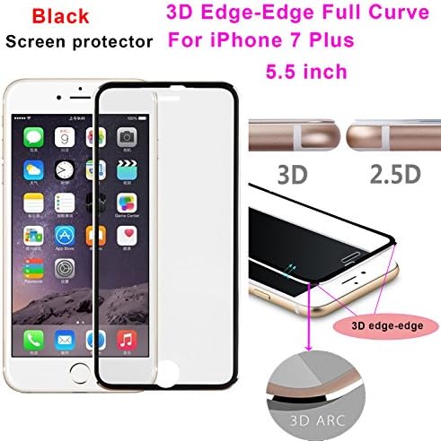 iPhone 7 Plus Tempered Glass Screen Protector, GetChance 3D Curved Edge Tempered Glass Film Full Screen Protector for Apple iPhone 7 Plus Black