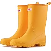 SUREWAY Women's Rubber Rain Boots, 8-Inch Matte Waterproof PVC Rubber Gardening Shoes, Comfortable & Lightweight for Outdoor Walking, Easy On/Off