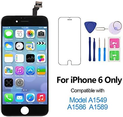 For iPhone 6 Screen Replacement 4.7", Miardo LCD Touch Display Digitizer Assembly Set Included Repair Tools, Compatible with Model A1549, A1586, A1589 (Black)