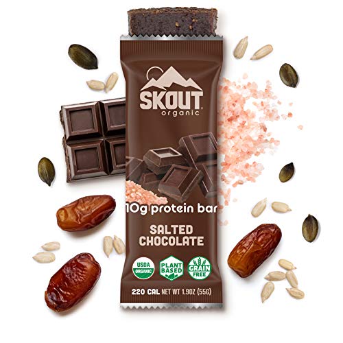 SKOUT Organic PlantBased Protein Bars Salted Chocolate (12 Pack) 10g