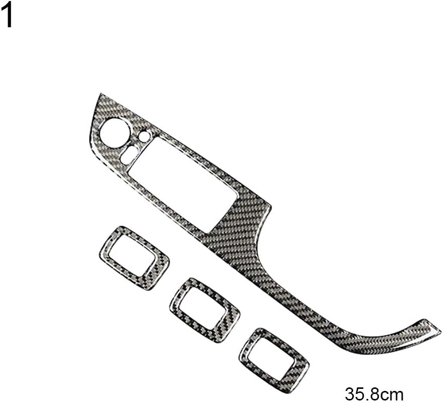 CricTeQleap Durable 4Pcs/Set Carbon Fiber Window Lifter Switch Panel Decor Sticker for BMW E90 35.8cm with Folding Button