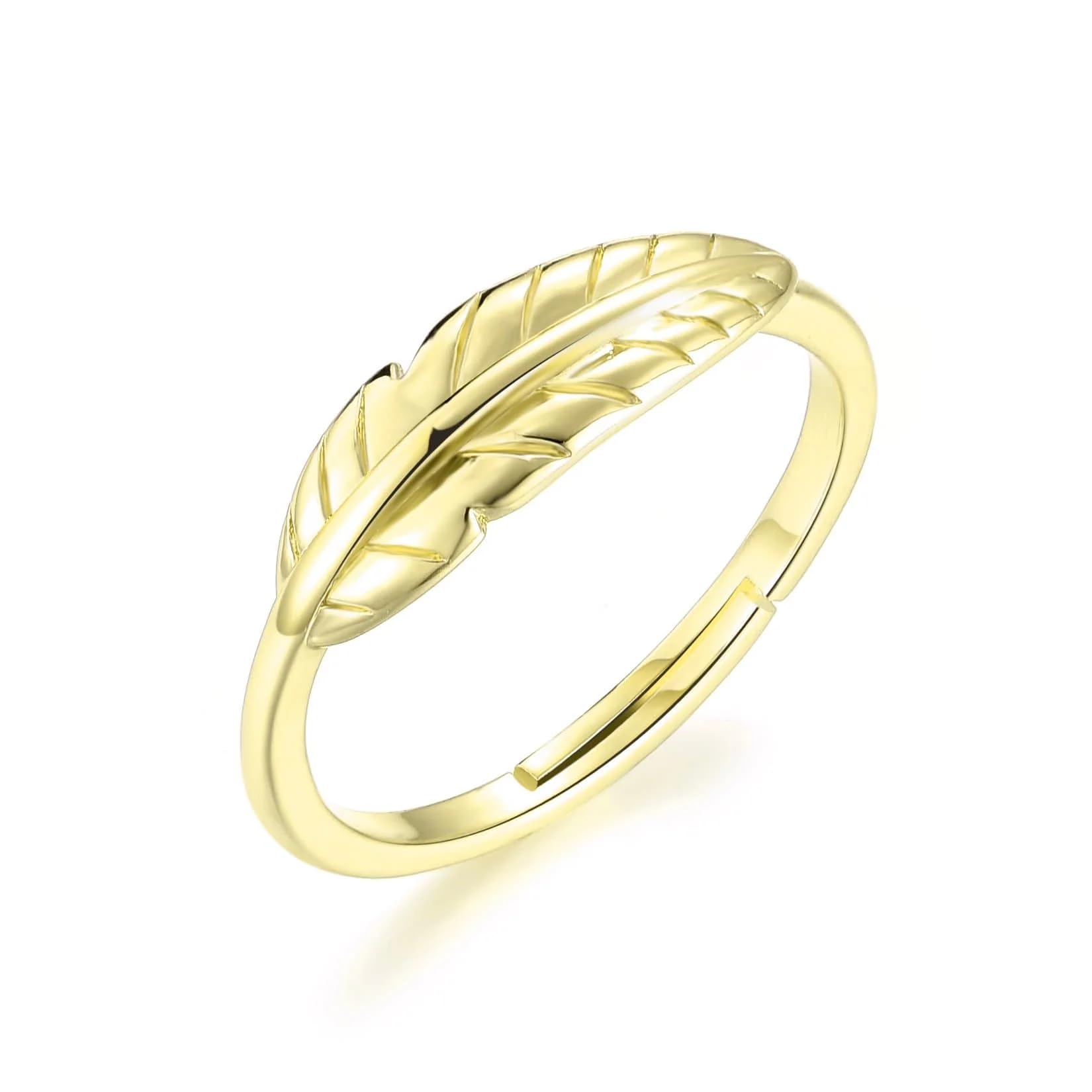 Philip Jones 18k Gold Plated Adjustable Feather Ring