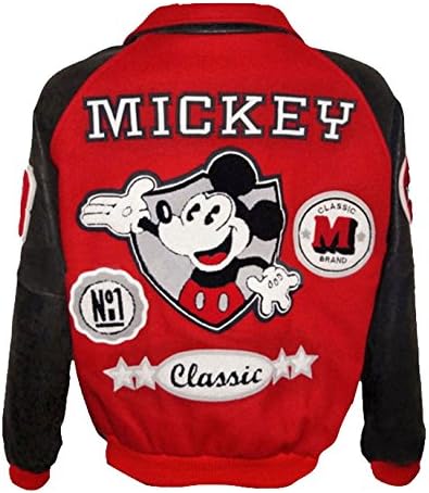 UGFashions Classic Mickey MJ Letterman Mouse Varsity Bomber Wool Leather Jacket