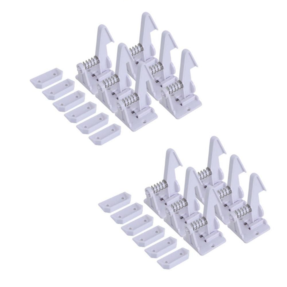 Voarge 12 PCS Child Safety Cupboard Locks, Innovative Design of Hidden Spring, Drawer Latches for Kitchen and Home, No Tools or Drilling Needed