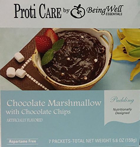 Proti Care High Protein Diet Pudding Mix - 80-90 Calories - 7 Servings (Chocolate Marshmallow with Chocolate Chips)