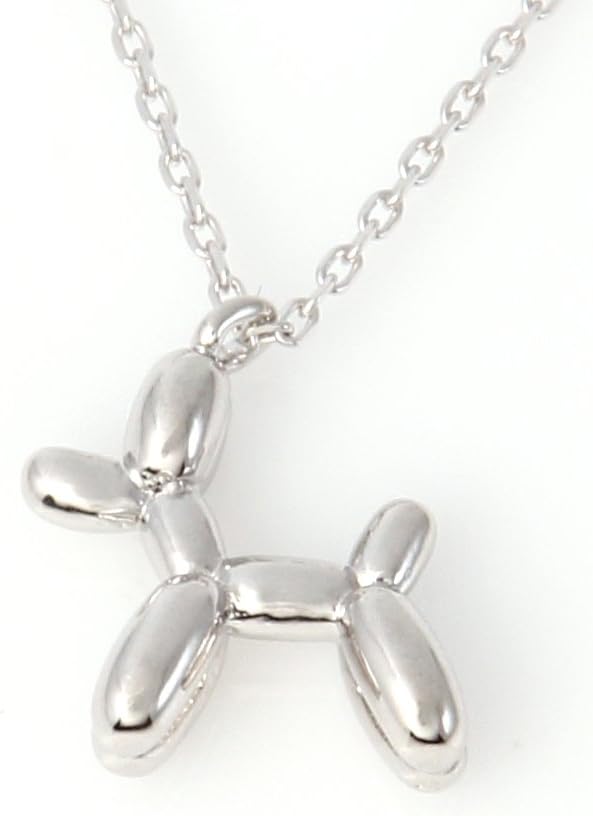 LAONATO925 Sterling Silver Balloon Dog Pendant Necklace, 16.5 inches