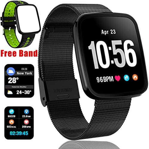 Smart Watch Touchscreen Fitness Tracker with HR Blood Pressure Monito Pedometer Weather Calorie Counter Sleep Monitor Waterproof Smart Sports Watch for Man Women Birthday Android iOS