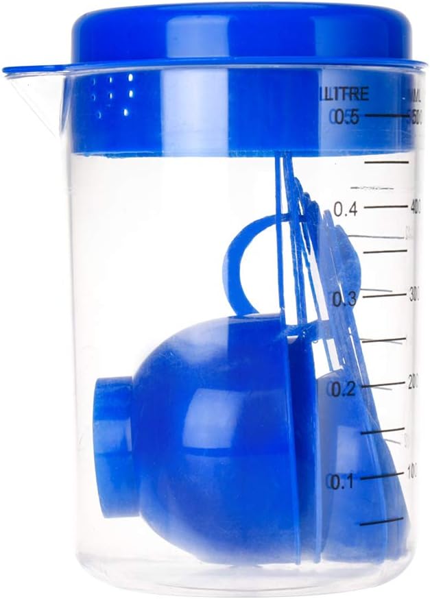 CTGVH Measuring Cup Container and Spoons Set,7 Pcs Plastic Storage and Measuring Kit,CUP/TSP/TBSP Food Metric Cups Spoons Portable Set For Cooking Baking[500ml] (Dark Blue)