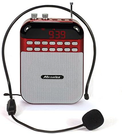 Miroad Rechargeable Voice Amplifier TF Card Teaching Voice Portable Headset Waistband Microphone Booster with Recorder FM Radio MP3 Playing for Teachers Tour Guides Coaches C2