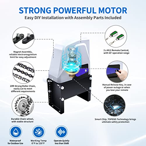 TOPENS CK1100 Automatic Sliding Gate Opener Chain Drive Electric Gate Motor For Heavy Driveway