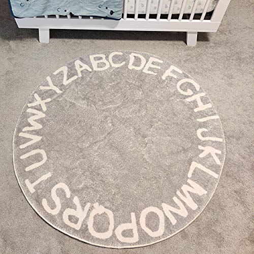 UrbanRed Round ABC Rug Round Alphabet Rug, ABC Rug for Kids Room, ABC
