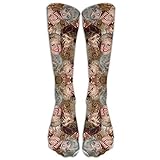Huadduo Golden Beautiful Girls Toss Training Socks Crew Athletic Socks Long Sport Soccer Socks Soft For Men Women