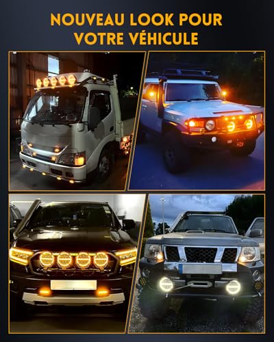 Braveway LED Work Light 6.5 Inch 2PCS 120W with White and Amber DRL, Spot Reflective Hybrid 20000LM Long Range Led for 4x4 Trucks, Utvs, ATVs, Vans, Tractors, Wiring Harness Kit
