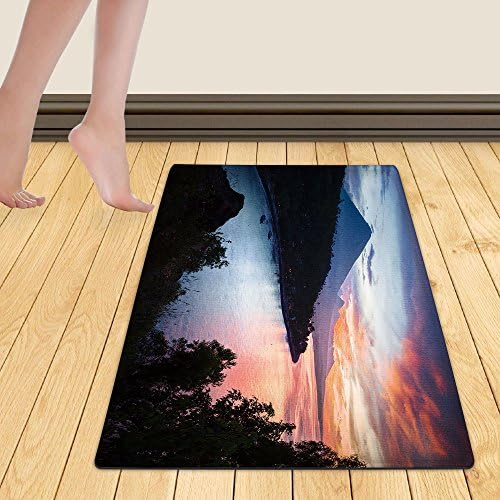 WelFriday custom door mats 188961521 Calm lagoon with mountains on the background at sunset Bali Indonesia,W18 x L29 inch