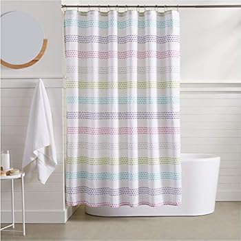 AmazonBasics Pastel Striped Shower Curtain - 72 Inch