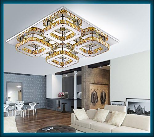 LED Deckenleuchte Lampe 5199–4 Luxus Design Kristall Bernstein Chrom