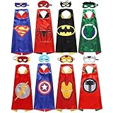 Zaleny Superhero Costumes Dress up Satin Capes with Felt Masks Set of 8