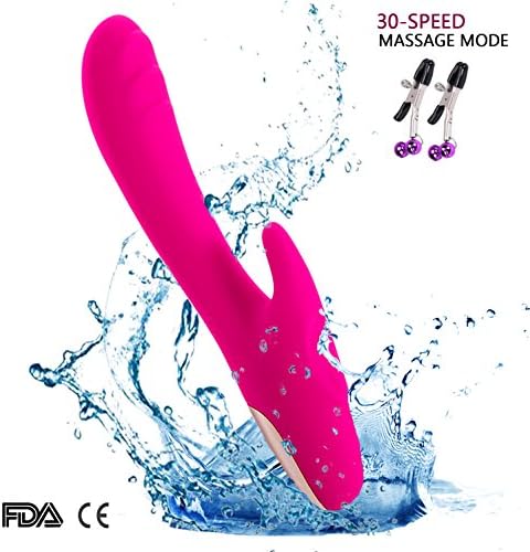 Wireless Electric Waterproof Wand Massager - 30 Speeds Mode - Dual Motors - USB Rechargeable - Powerful but Quiet.（Rose Red）