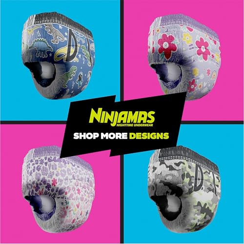 NINJAMAS GIRLS BEDWETTING NIGHTTIME UNDERWEAR – SIZE S/M (38-70 LBS), 14 COUNT, OVERNIGHT PROTECTION, ULTRA ABSORBENT, HYPOALLERGENIC