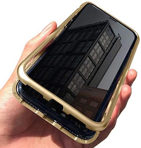 TaiY Privacy Magnetic Case - Clear Double Sided Tempered Glass [Magnet Absorption Metal Bumper Frame] Thin Anti-Spy 360 Full Protective Phone Cover for Samsung Galaxy Note 10 Plus/Note 10+ - Gold