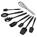 Cooking Utensils,Xpatee 8 Piece Nonstick Silicone Kitchen Utensils Gadgets Set Includes Silicone Ladle,Spatula,Spoon,Brush and Whisk (Black)