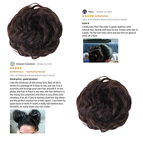 MORICA Messy Bun Hair Scrunchies 2PCS Messy Bun Hair Piece for Women Curly Wavy Scrunchy Updo Bun Extensions(Color:2/33#)