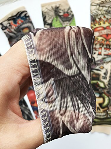 Temporary Tattoo Sleeves for Kids, Fake Slip On Arm Sunscreen Sleeves, 6pcs - Eagle,Skull,Dragon,Clown, Snake,etc