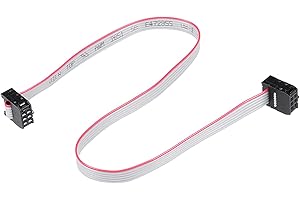 DMiotech 5 Pack Long 30CM 2.54MM Flat Ribbon Cable IDC 6 Pin Connector