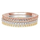 PAVOI 14K Gold Plated Sterling Silver CZ Simulated Diamond Stackable Ring Eternity Bands for Women