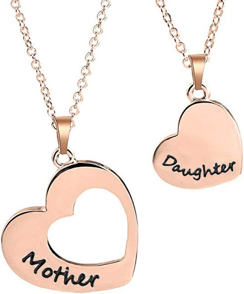 GulCean Matching Necklace for Mom and Daughter Set 2 Heart Rose Gold Stainless Steel Relationship Pendant Necklace Special Funny Graduation Birthday Thanksgiving for Mom Mum Mommy with Box