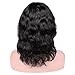 Wiger Brazilian Human Hair Wigs Natural Wave Wigs with Bangs Short Wavy Wig Natural Black Color Virgin Human Hair Wigs for Women (12