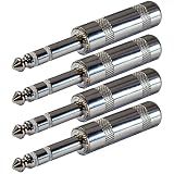 GLS Audio 1/4" Plugs for Patch Cables, Balanced Cables, Snakes - TRS Male Stereo 1/4 Inch Phono 6.3mm Phone Plug Bulk - 4 Pack