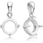 1pc Adabele Authentic 925 Sterling Silver Hypoallergenic Open Back Bezel Blank Tray Setting for 8mm Round Cabochon Pendant DIY Craft Jewelry Making SS98-8