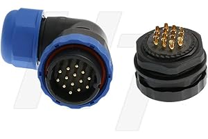 HANGTON CONNECT HangTon HE29 14 Pin Waterproof Connector Threaded Outdoor Industrial Electrical Power Circular Male Female Right Angle Wire Cable Plug + Panel Socket