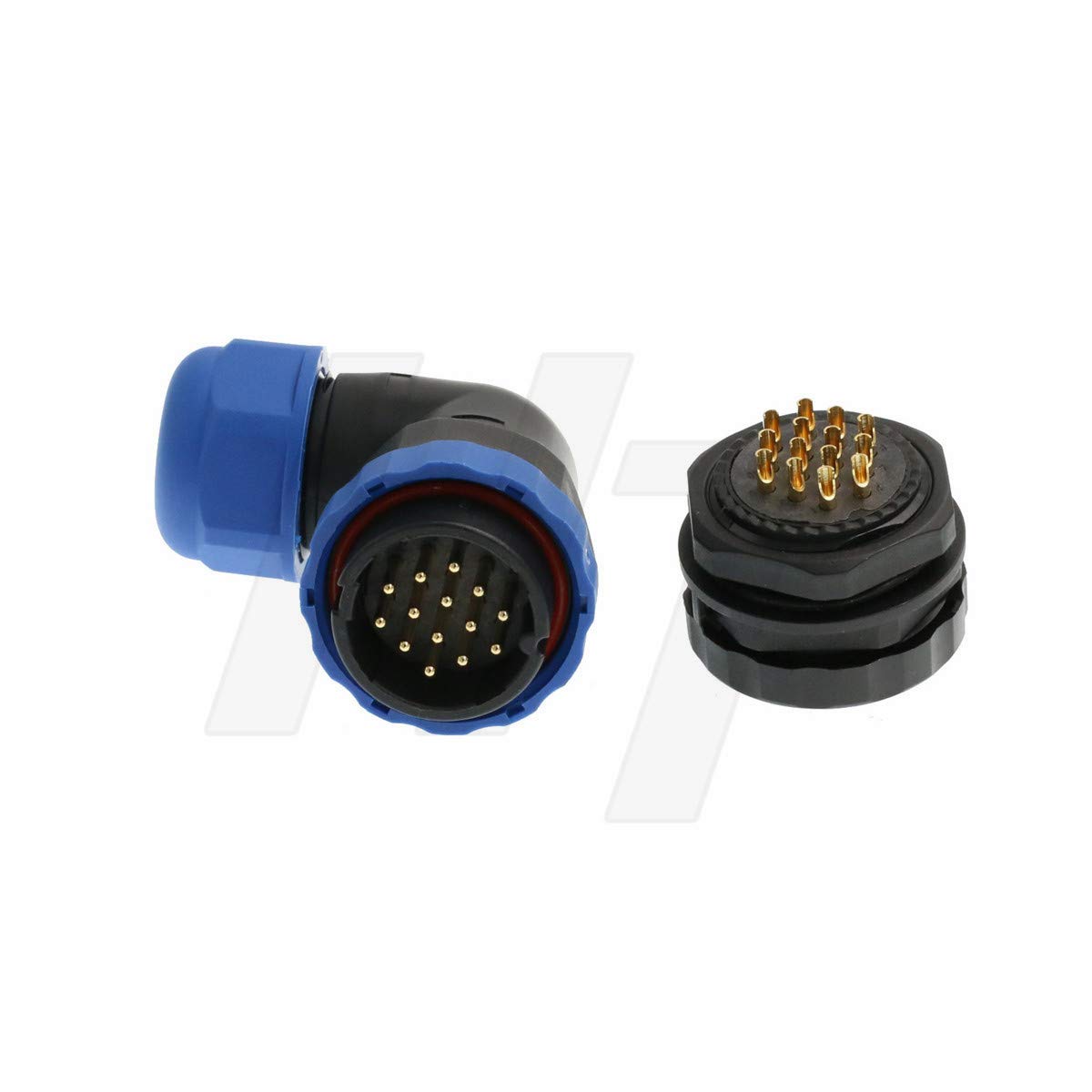 HangTon HE29 14 Pin Waterproof Connector Threaded Outdoor Industrial Electrical Power Circular Male Female Right Angle Wire Cable Plug + Panel Socket