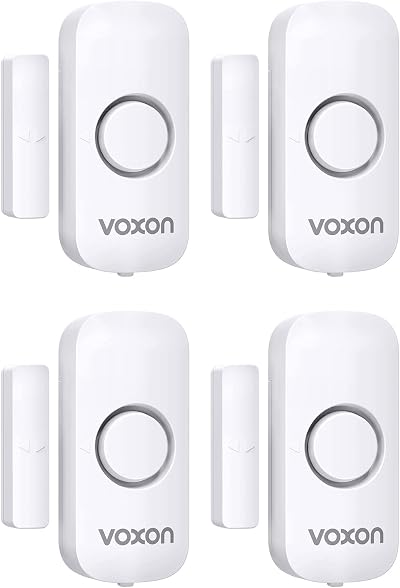 VOXON Wireless Door Window Alarm Sensor 4 Pack 100dB Chime 2 Modes