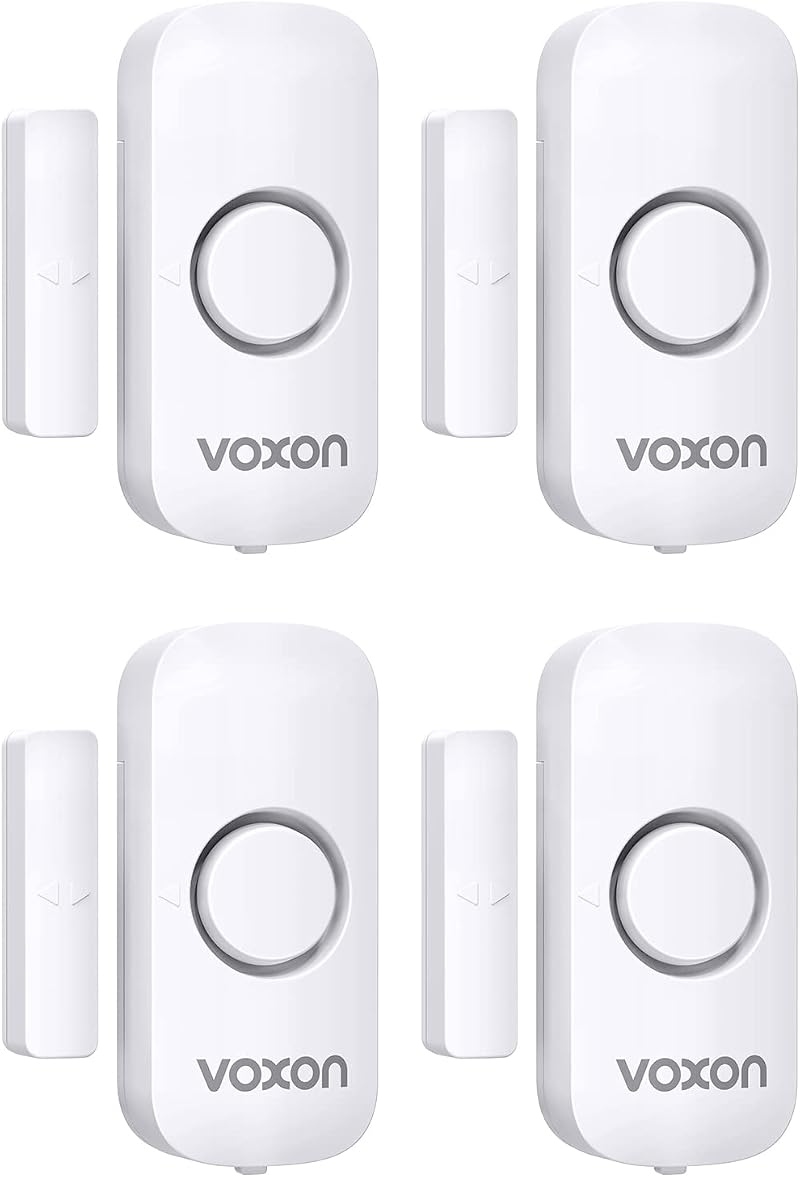 VOXON Wireless Door Window Alarm Sensor 4 Pack 100dB Chime 2 Modes