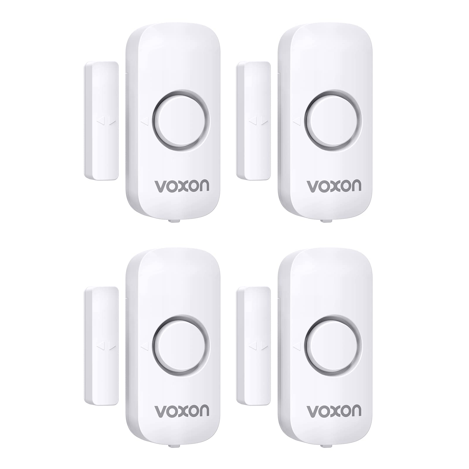 VOXON Wireless Door and Window Alarm Sensor 4 Pack 2 Modes Magnetic Window Door Burglar Alarm with 100dB Loud for Kids Safety Home Shop Security