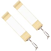 PATIKIL 15x4 Mini Xuan Paper Scroll, 2Pcs Silk Half Raw Ripe Blank Hanging Xuan Paper Chinese Calligraphy Blank Hanging Scrolls for Art Painting Home Decor, White