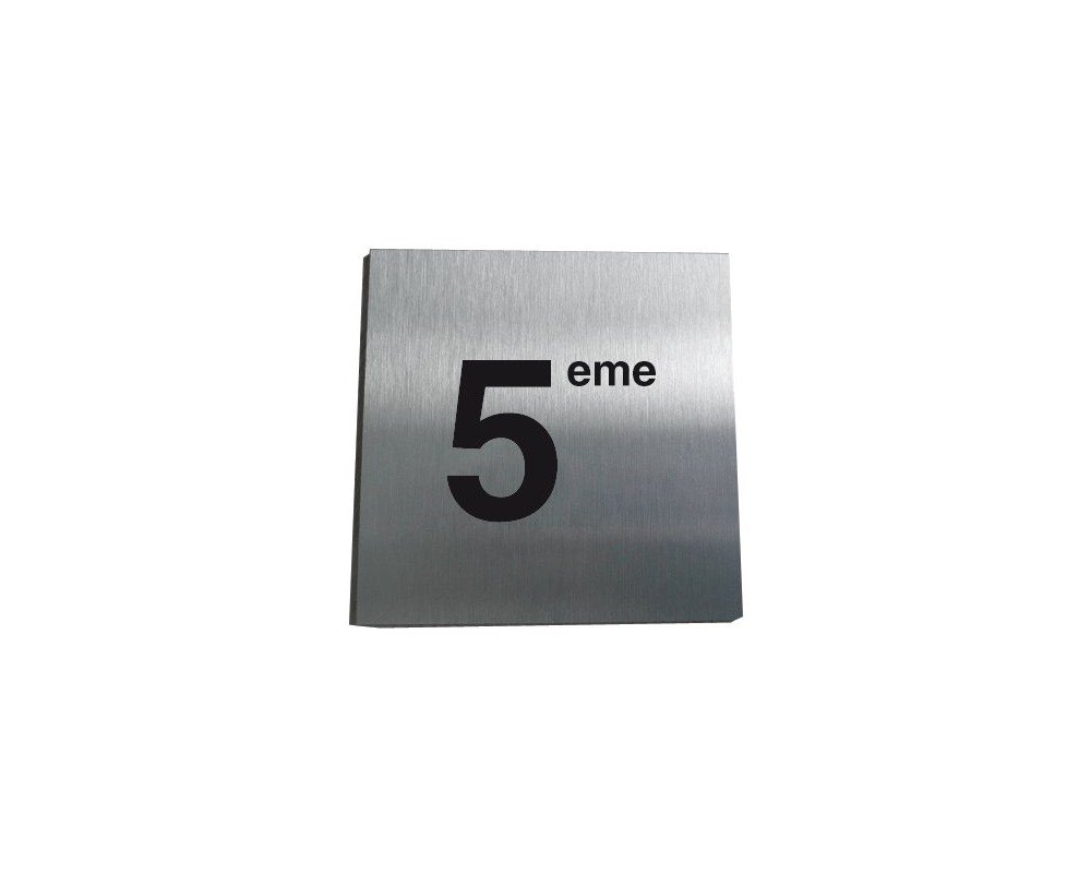 AUA SIGNALETIQUE - Plaque Aluminium Brossé 5ème Etage - 200x200 mm